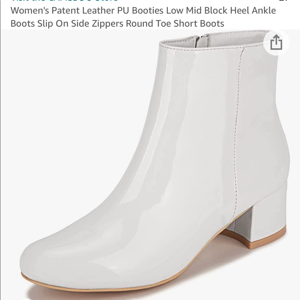 white patent leather booties